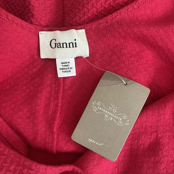 Ganni Anthropologie Textured Sleeveless Pink Peplum Tank Size Large Scoop Neck - Picture 10 of 10
